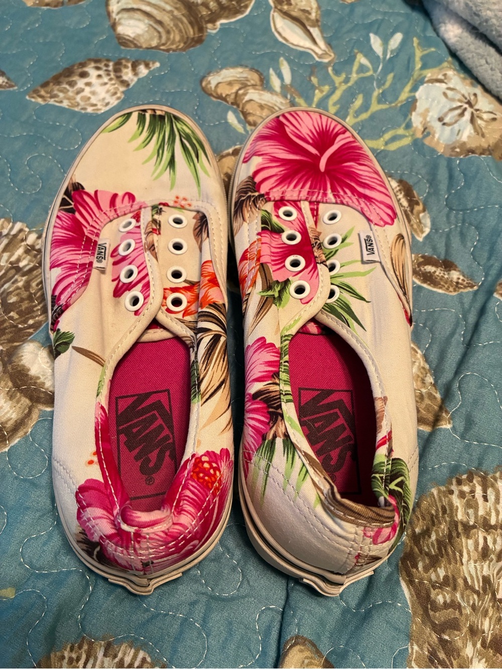 Vans Women's Floral Canvas Slip-On Sneakers in Pink and Green